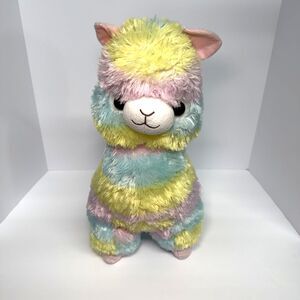 Amuse Rainbow Multicolor Alpaca Llama Soft Plush Stuffed Animal Yellow Blue Pink